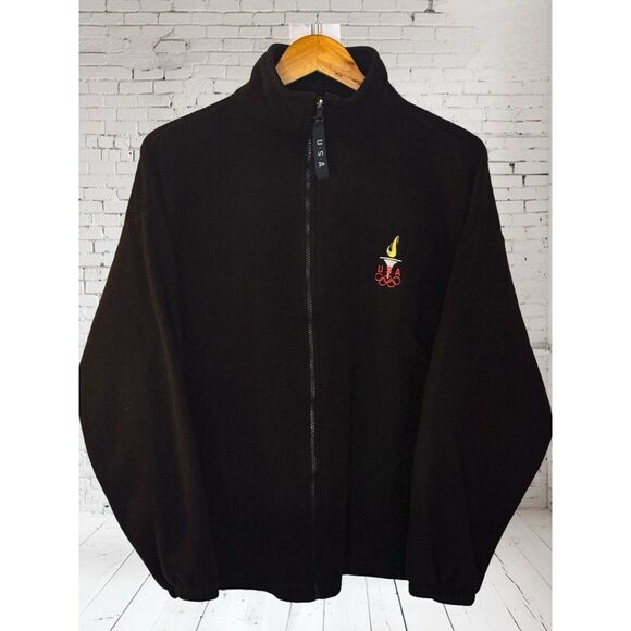 Jackets & Blazers - Vintage 90s USA Olympics Torch Full Zip Fleece Jacket USA Black Women's Size L